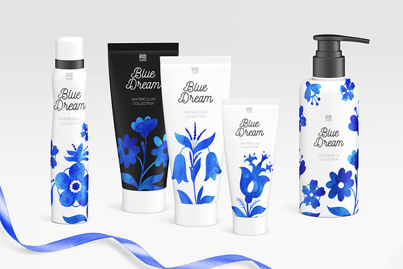 Blue Flowers Watercolor Collection in Illustrations - product preview 4