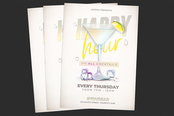 Summer Happy Hour Flyer in Flyer Templates - product preview 1