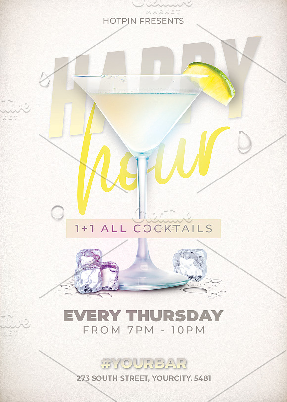 Summer Happy Hour Flyer in Flyer Templates - product preview 2