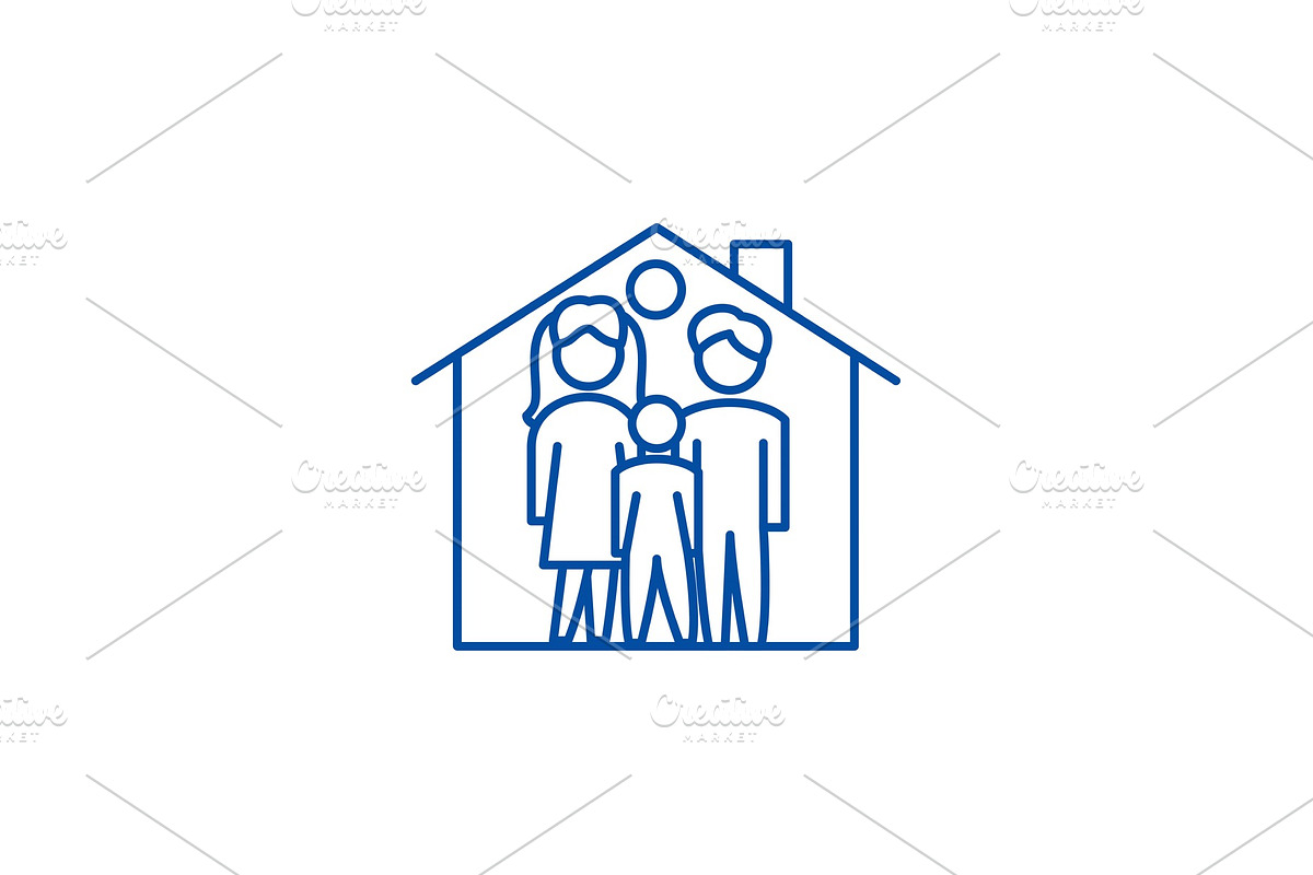 Family house line icon concept in Illustrations - product preview 8