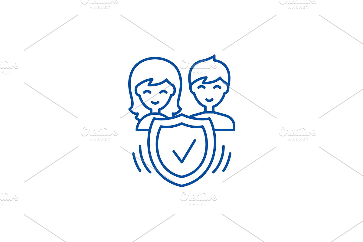 Family insurance line icon concept in Illustrations - product preview 8