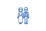 Family,woman and man line icon