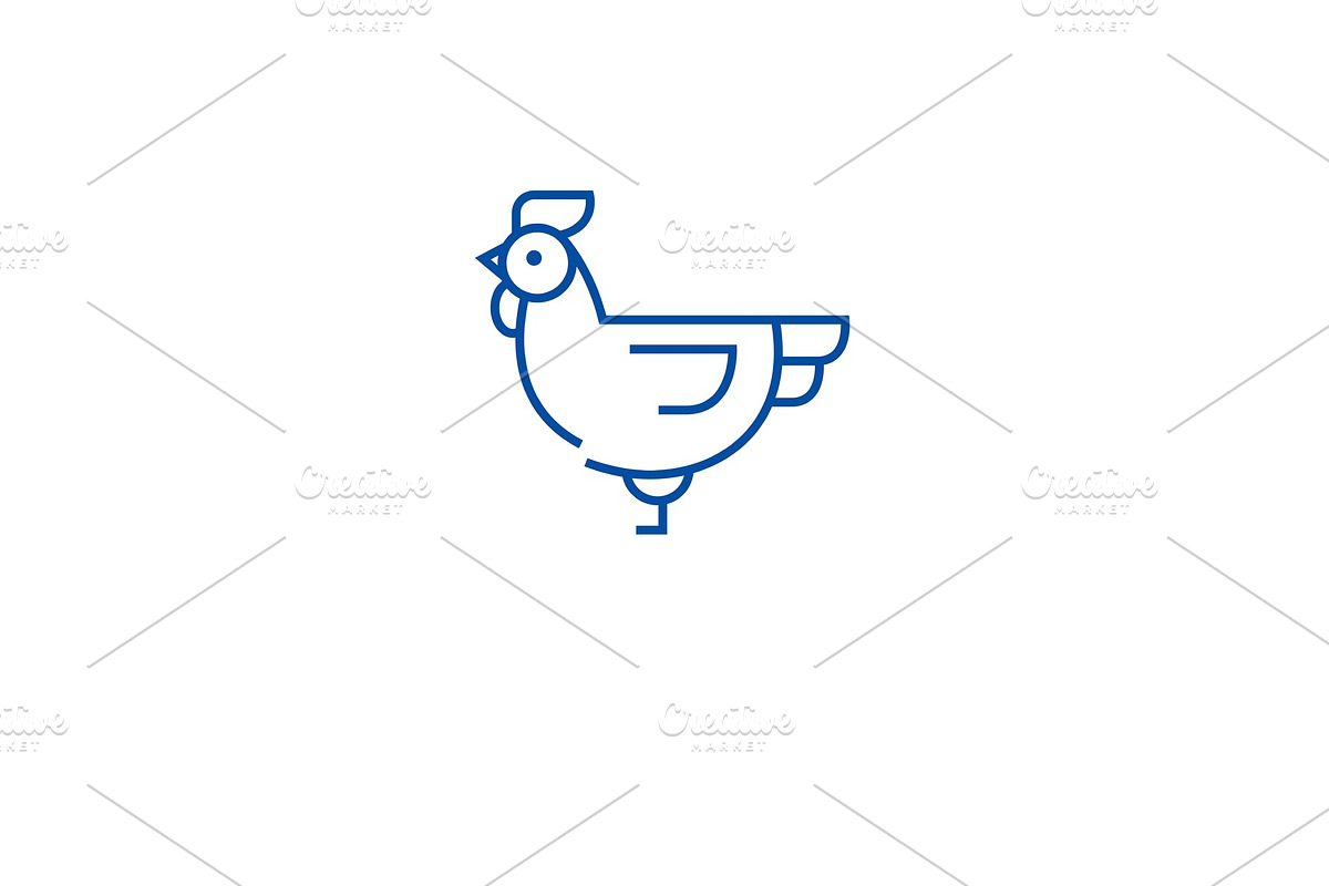 Farm chicken line icon concept. Farm in Illustrations - product preview 8