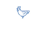 Farm chicken line icon concept. Farm
