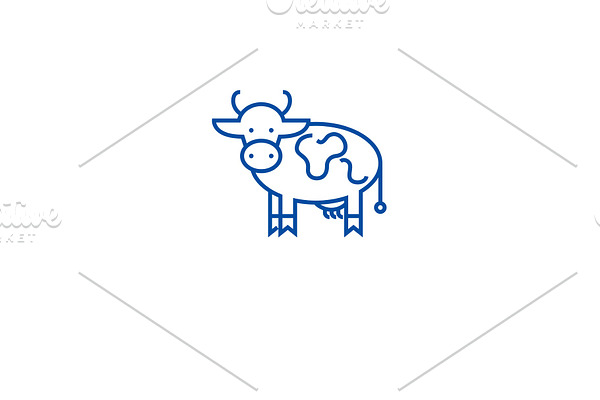 Farm cow line icon concept. Farm cow