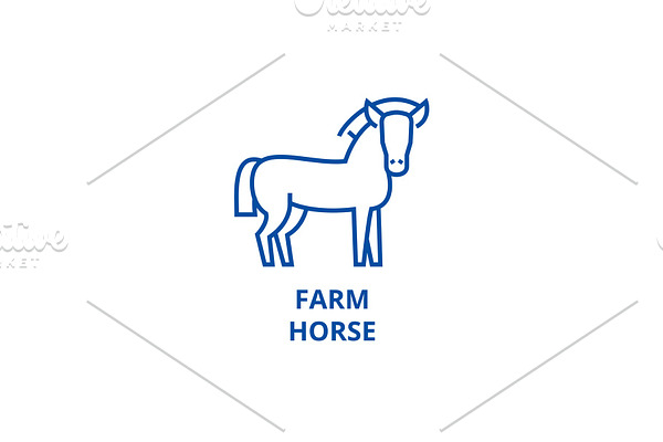 Farm horse line icon concept. Farm