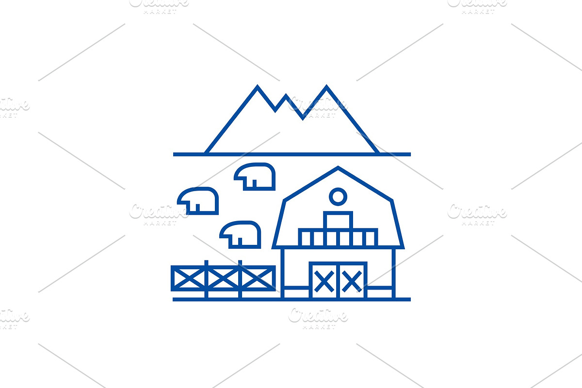 Farm in tuscany line icon concept in Illustrations - product preview 8