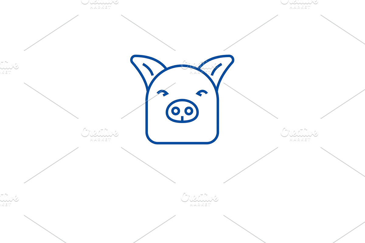 Farm pig line icon concept. Farm pig in Illustrations - product preview 8