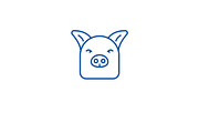 Farm pig line icon concept. Farm pig
