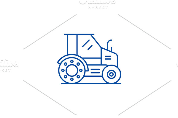Farm tractor line icon concept. Farm