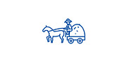 Farm wagon with straw line icon