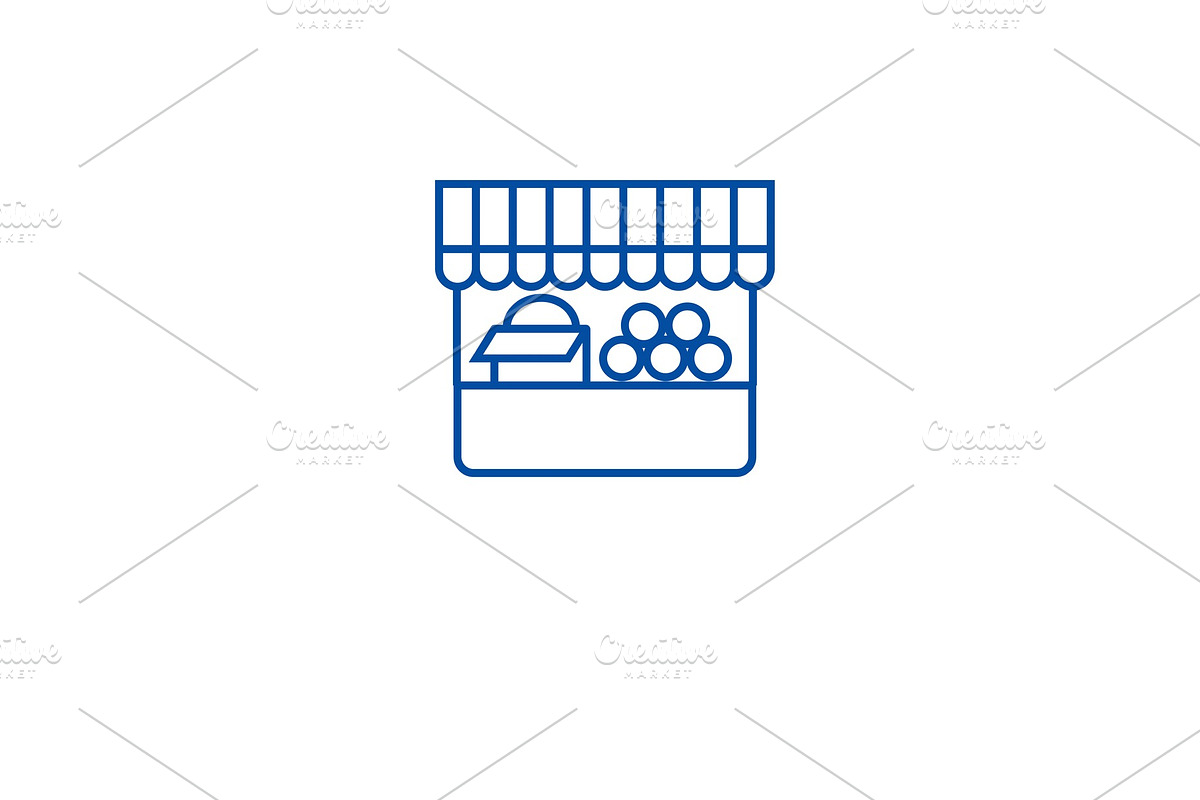 Farmer food stall line icon concept in Illustrations - product preview 8