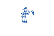 Farmer with scythe line icon concept