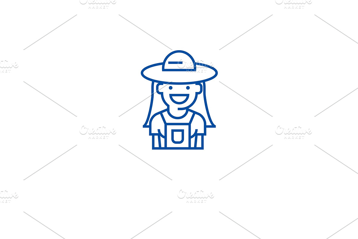 Farmer woman line icon concept in Illustrations - product preview 8