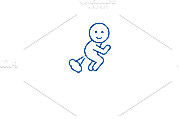 Farting man line icon concept