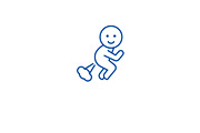 Farting man line icon concept