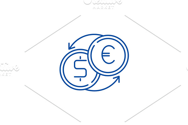 Fast currency exchange line icon