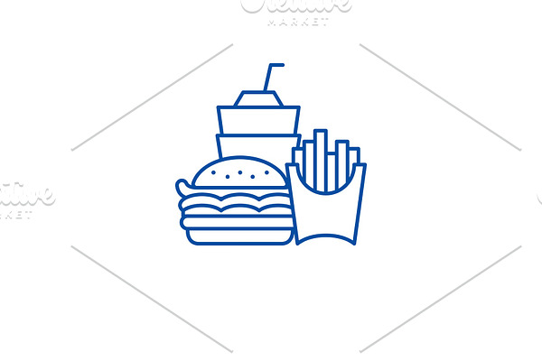 Fast food business line icon concept