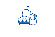 Fast food business line icon concept