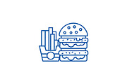 Fast food,burger and fries line icon