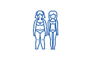 Fat and slim woman, before line icon