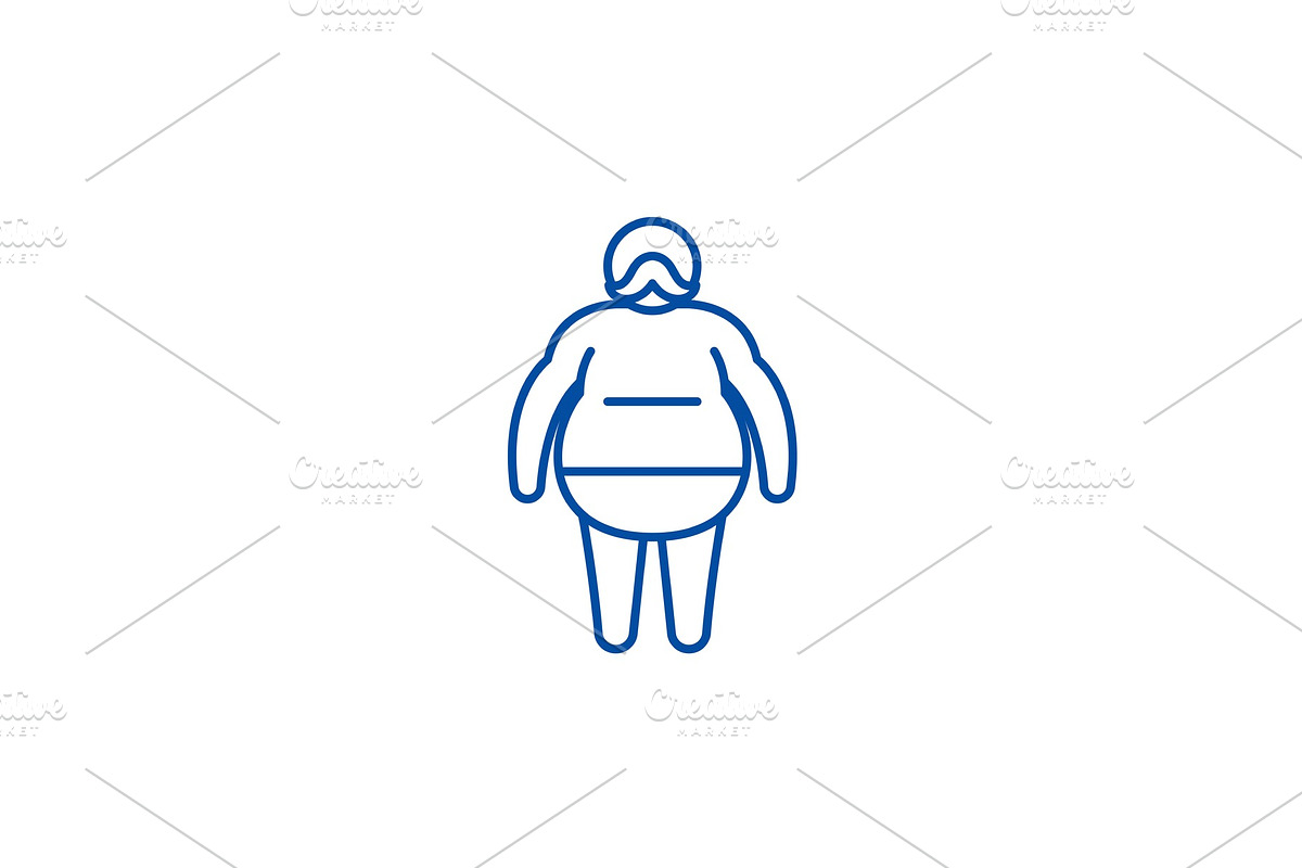 Fat man line icon concept. Fat man in Illustrations - product preview 8