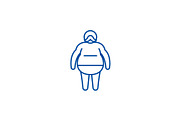 Fat man line icon concept. Fat man