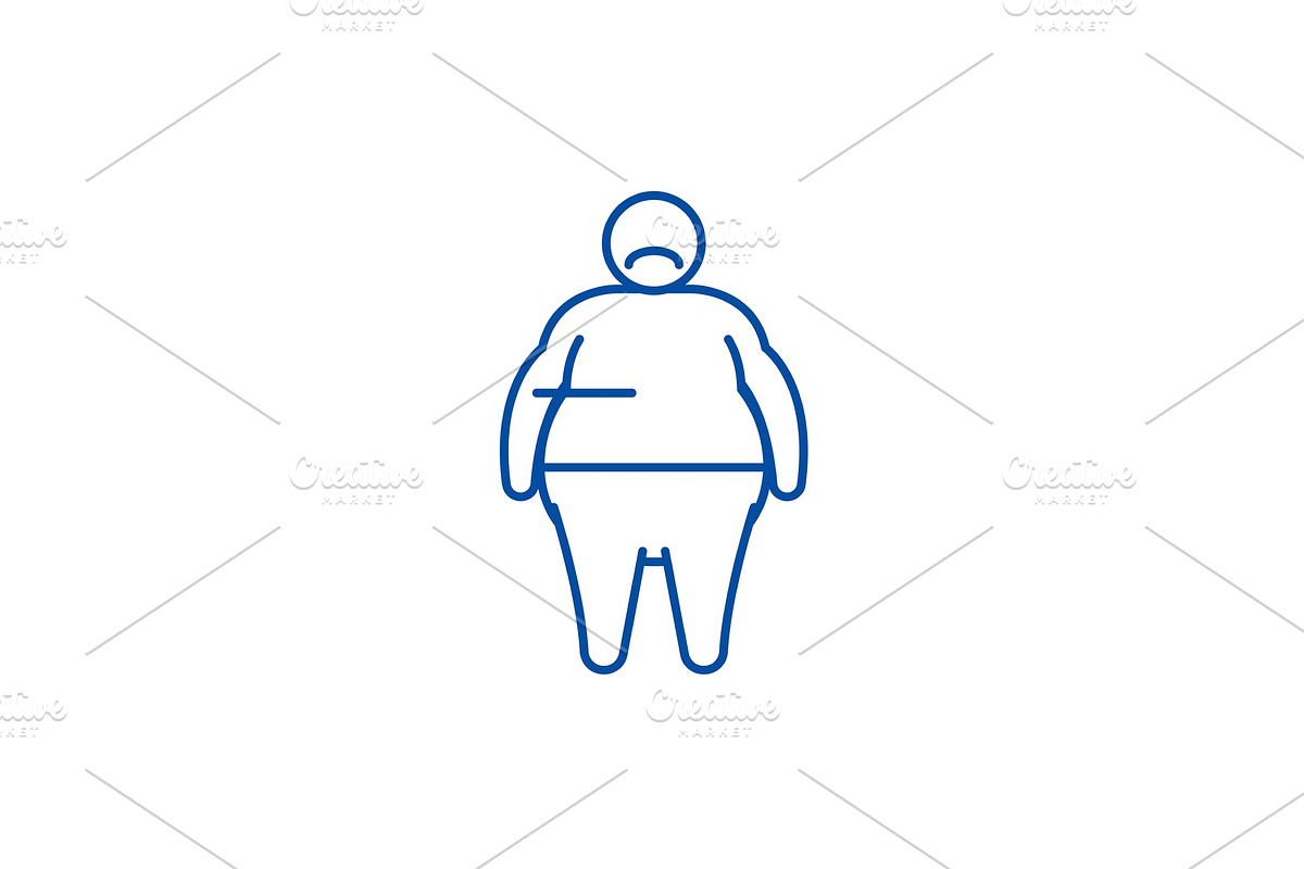 Fat person line icon concept. Fat in Illustrations - product preview 8