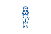 Fat woman,diet line icon concept