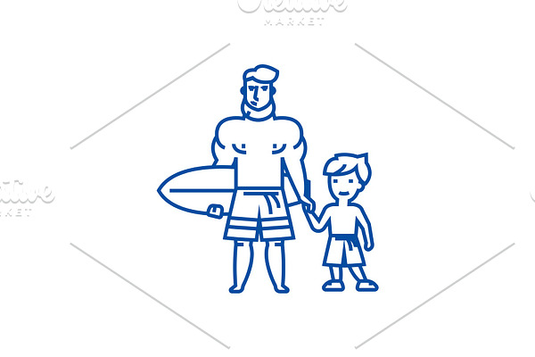 Father with son on line icon concept