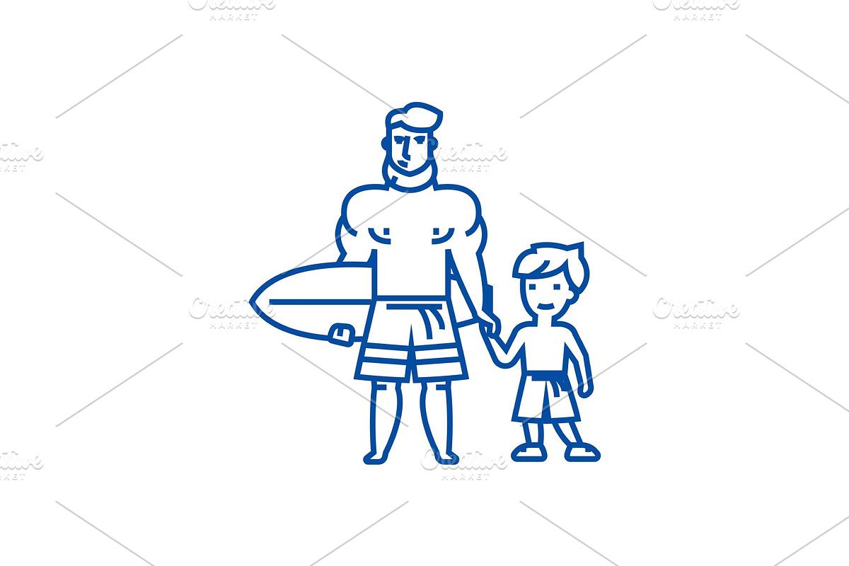 Father with son on line icon concept in Illustrations - product preview 8