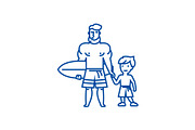 Father with son on line icon concept