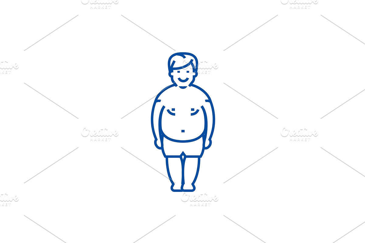 Fatty man,fat guy line icon concept in Illustrations - product preview 8