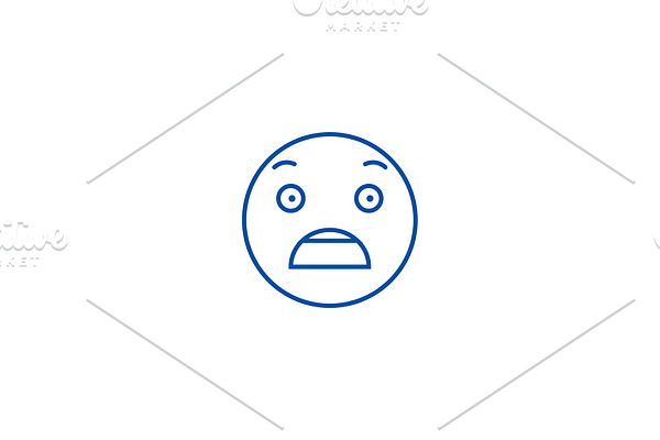 Fearful emoji line icon concept