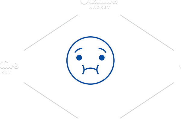 Feeling sick emoji line icon concept