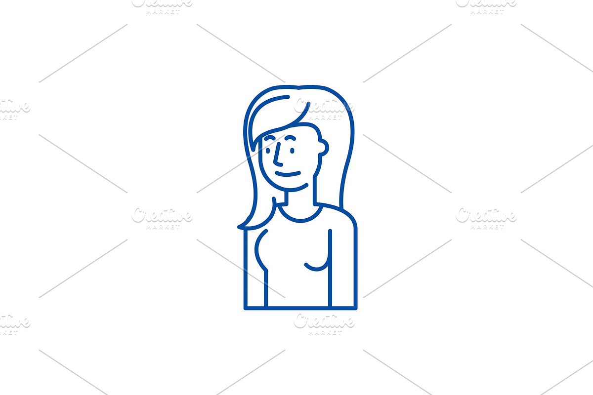 Female attentiveness line icon in Illustrations - product preview 8