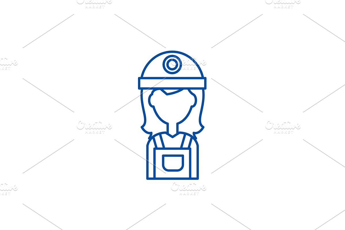 Female builder line icon concept in Illustrations - product preview 8