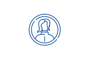 Female profile line icon concept