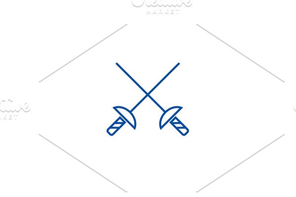 Fencing swords line icon concept
