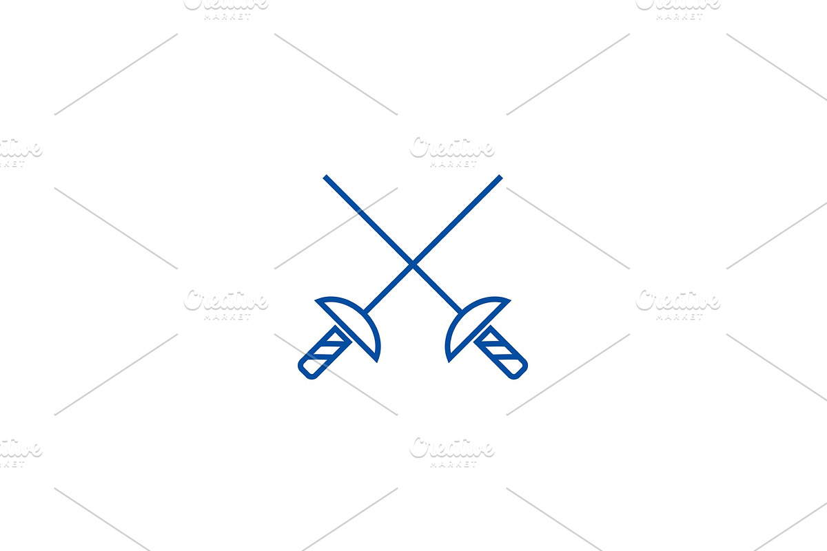 Fencing swords line icon concept in Illustrations - product preview 8