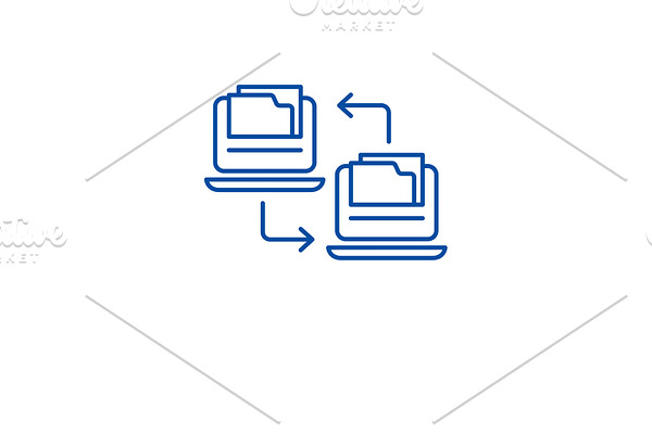 Files exchange line icon concept