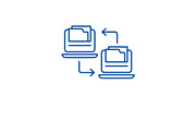 Files exchange line icon concept