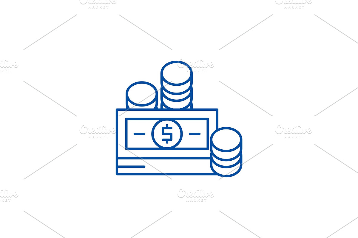 Financial contributions line icon in Illustrations - product preview 8