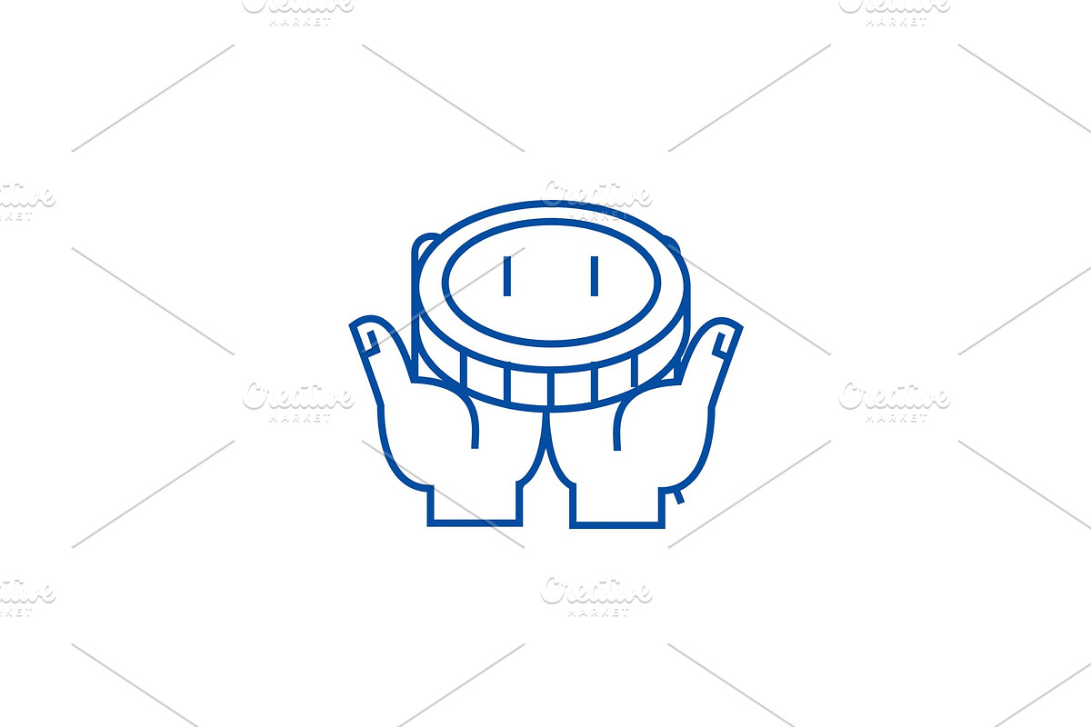 Financial support hand line icon in Illustrations - product preview 8