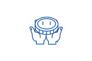 Financial support hand line icon