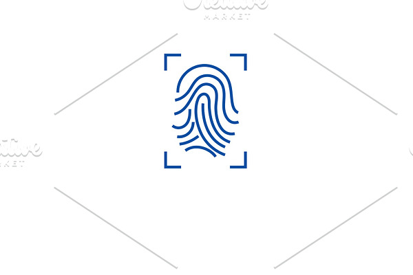 Fingerprint scan line icon concept
