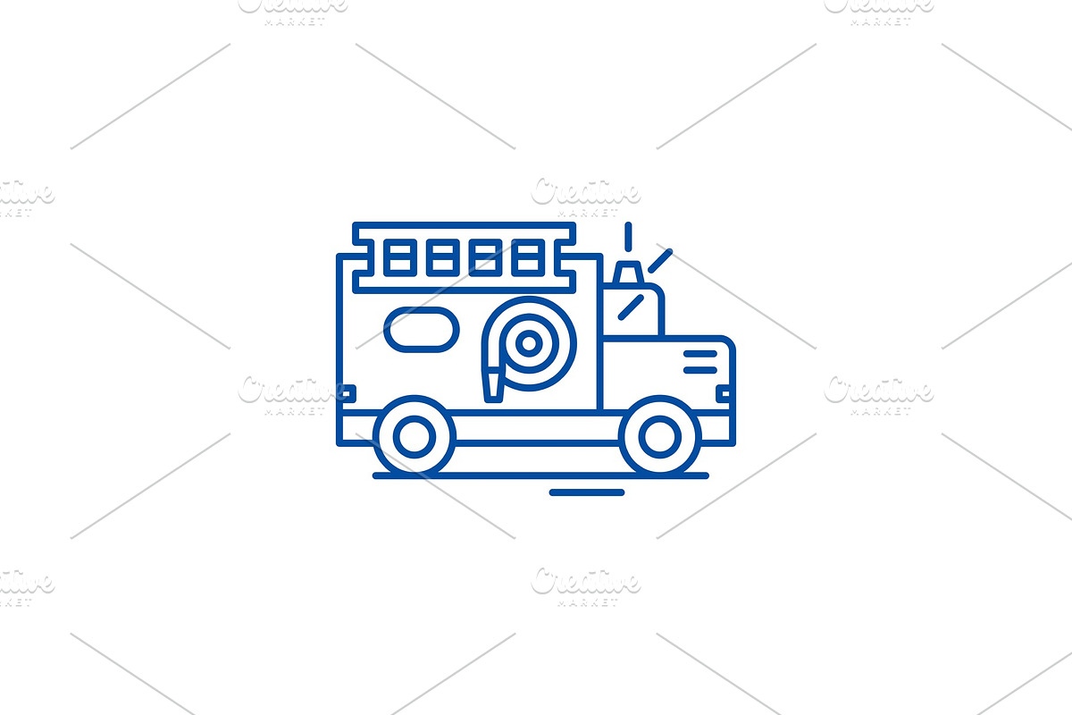 Fire engine line icon concept. Fire in Illustrations - product preview 8