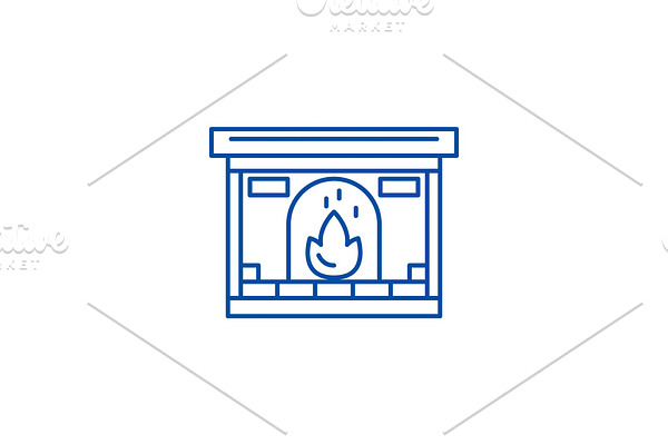 Fireplace line icon concept