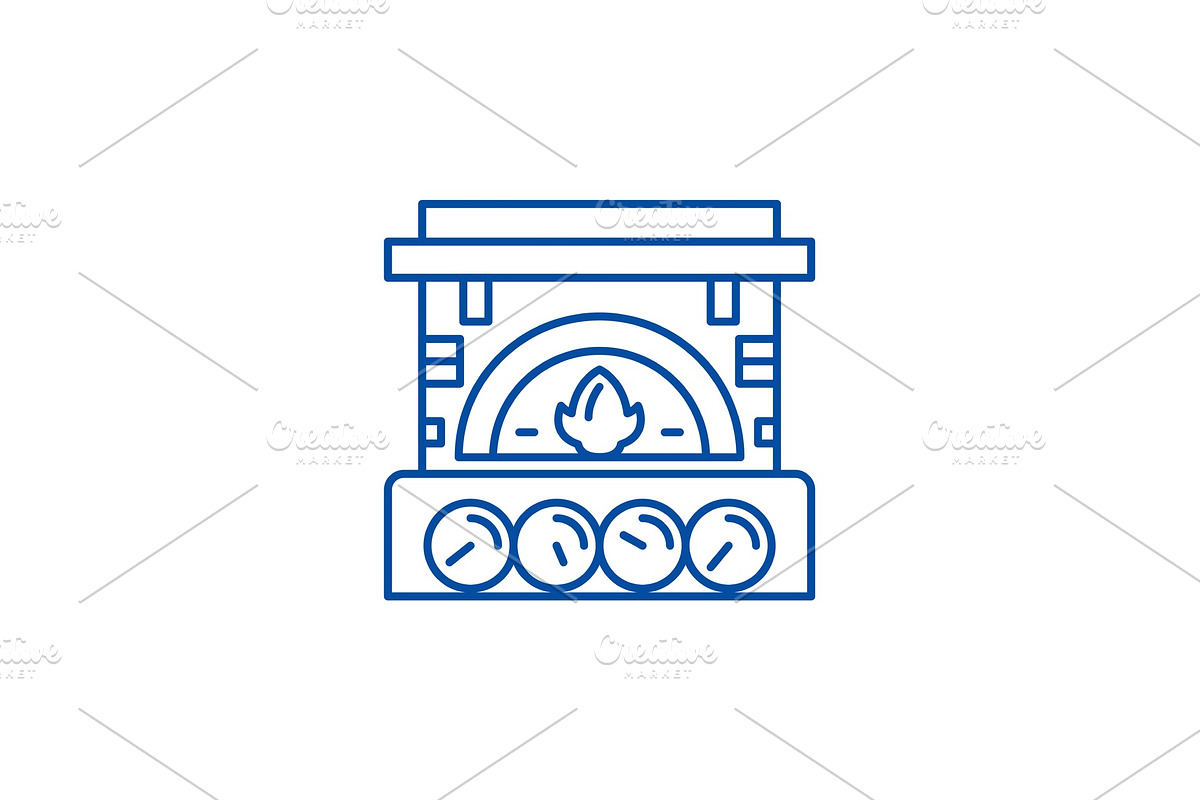 Fireplace brick line icon concept in Objects - product preview 8