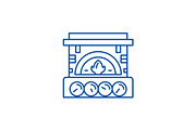 Fireplace brick line icon concept